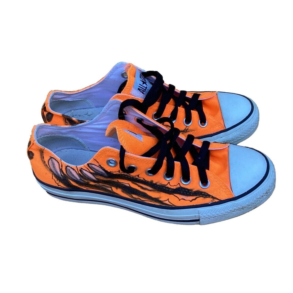Converse All Star 131275F Orange Mens Size 7 Women’s 9 Customized Claws/ Prints